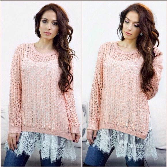 Private Label Sweaters - MOVING SALE💋CROCHET BLUSH SWEATER 🌷